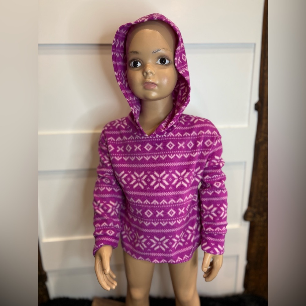 Jumping Beans Hoodie Pink Geometric Print Fleece Pullover Toddler 3T